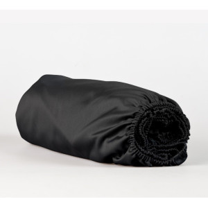 Черен чаршаф с ластик 100х200х25 см. - Сатен